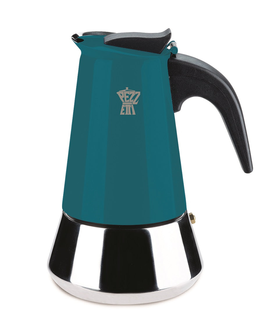 Pezzetti - Italiaanse espressomaker - koffiemaker - 4 kops - roestvrijstaal - inductie - gas - elektrisch - percolator - moka pot - blauw