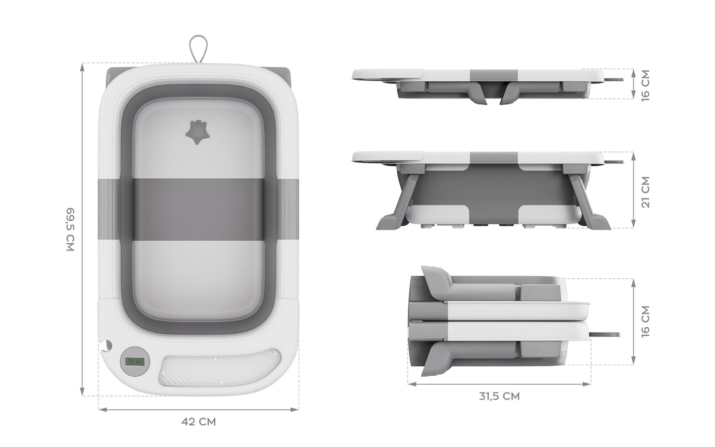 Tulano - Bathe 25 - opvouwbare badkuip - grijs