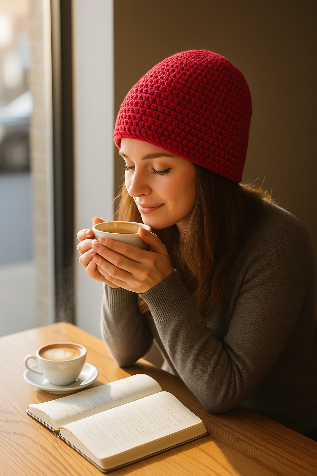 Handgehaakte muts - rood