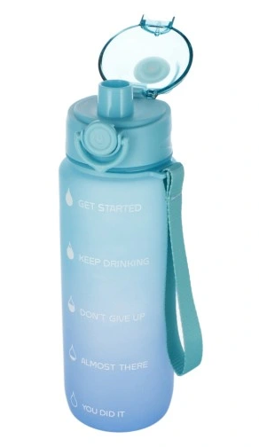 Starpak motivational drinking bottle - 750 ml - cord - blue - water bottle