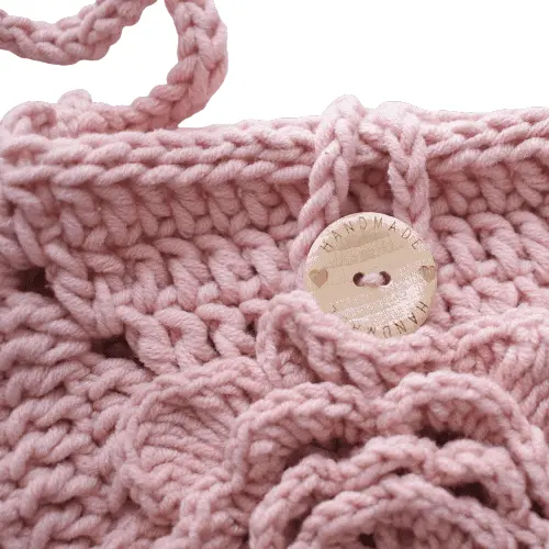 Gehaakte tas met bloem Roze