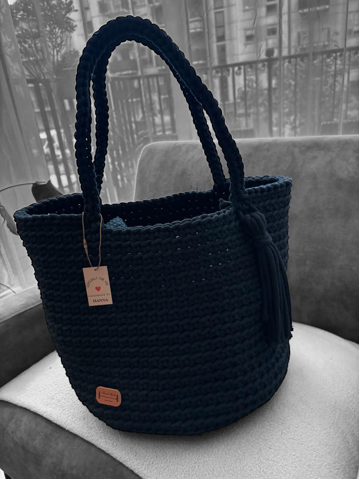 Gehaakte shopper tas handgemaakt - zwart