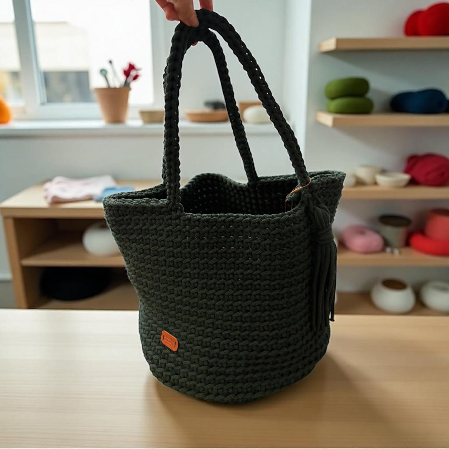 Gehaakte shopper tas handgemaakt- groen