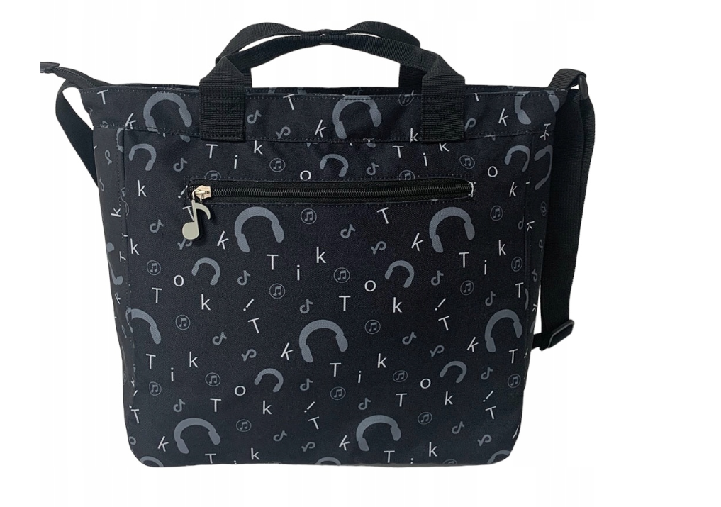 BeUniq shoulder bag - 32x30x13 cm - black with musical note print