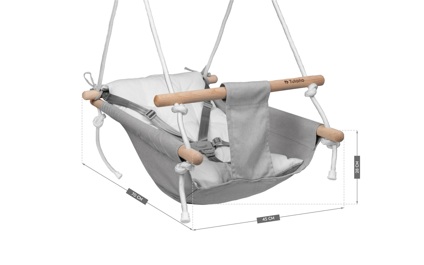 Tulano - Hop 40 - kinderschommel - wieg - schommelstoel - grijs - wit