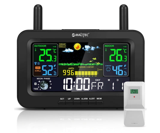 MalTec-Daily1000M-Draadloos weerstation-thermometer-hygrometer-barometer-klok
