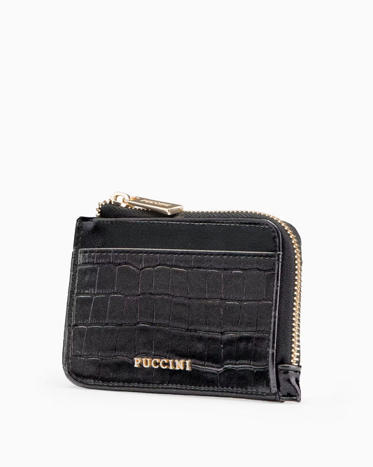 Puccini Small women's wallet in eco-leather croc black