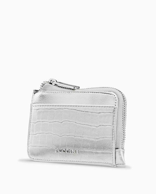 Puccini Small women's wallet in silver croc-look imitation leather