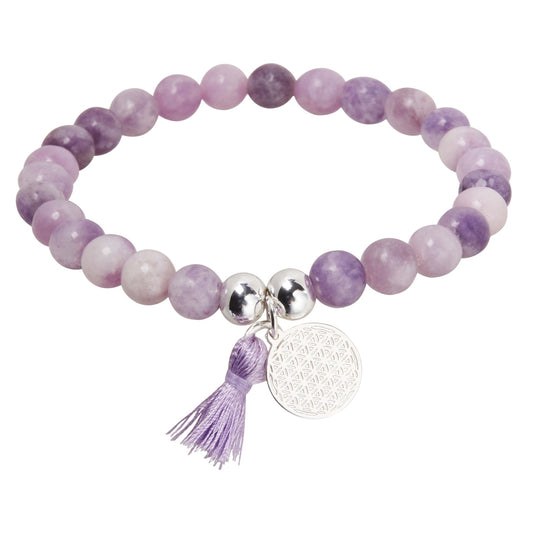 Kryształy HCA-Bransoletka-Kamienie natury-Lepidolit-Kwiat życia