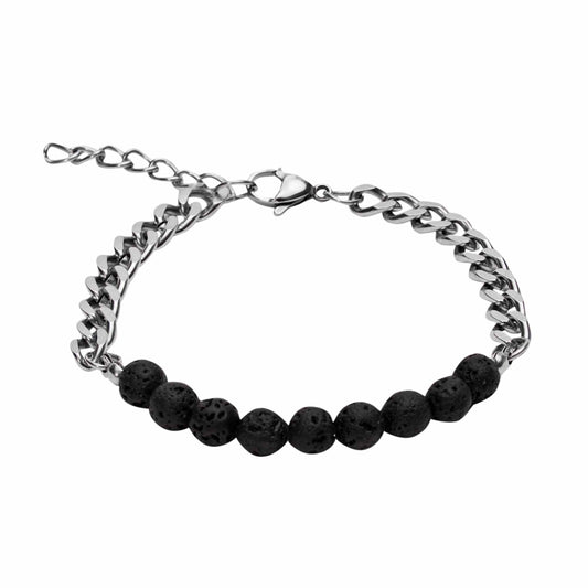 Crystals by HCA-Armband-VIRO-roestvrij staal-lavasteen