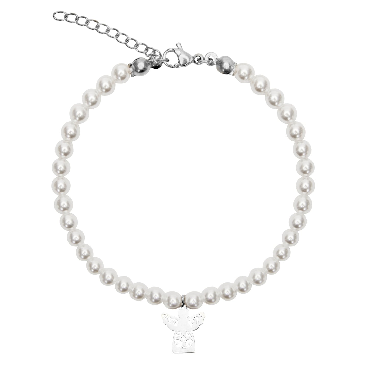 Bransoletka HCA Crystals by HCA z perłami ze stali nierdzewnej i aniołem