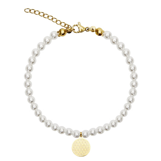 Bransoletka HCA Crystals by HCA z pozłacaną perłą Kwiat Życia