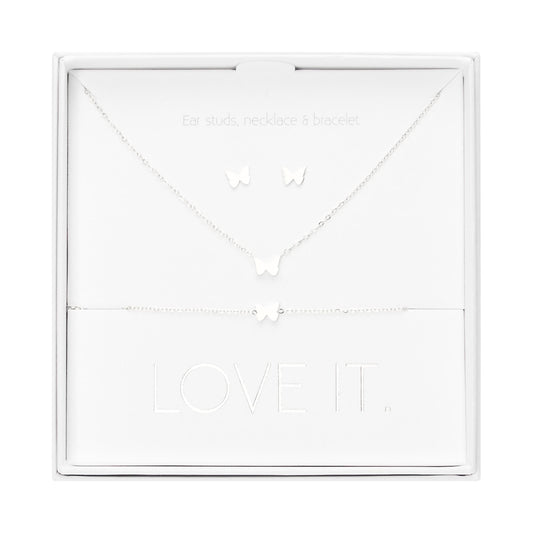 Crystals by HCA-Geschenkset-Love it.-Verzilverd-Vlinder