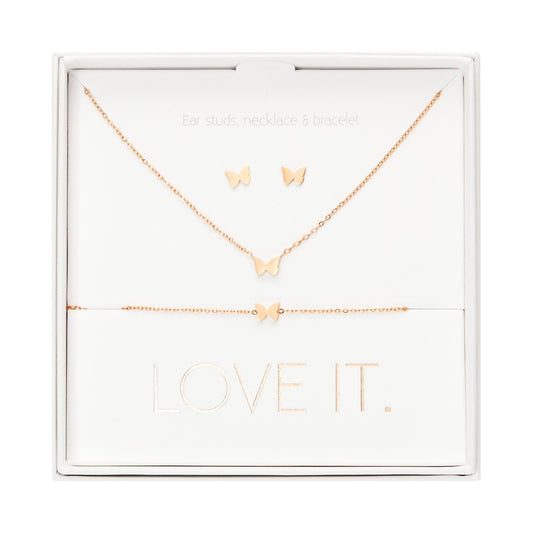 Crystals by HCA-Geschenkset-Love it.-Roségoud-Vlinder