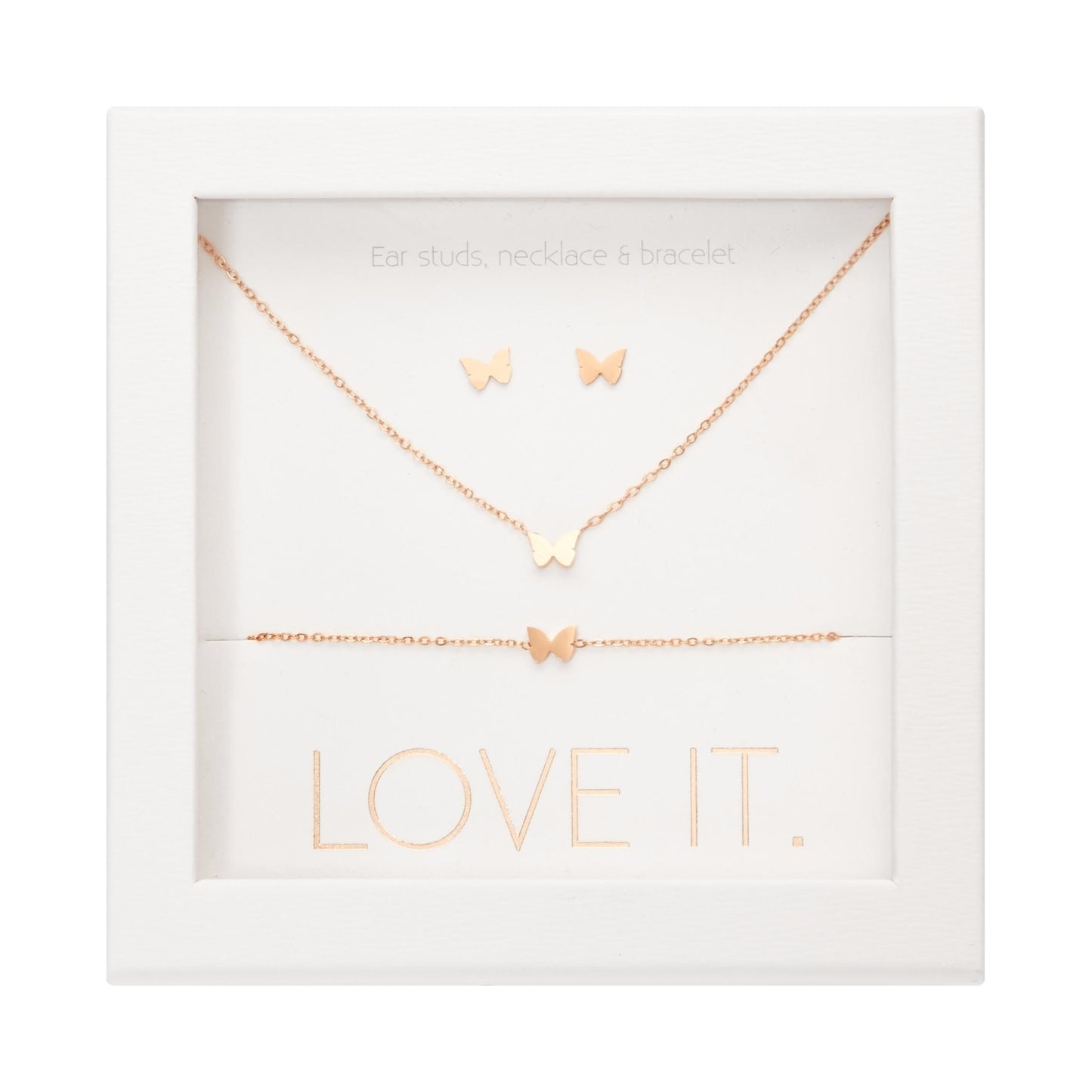 Crystals by HCA-Geschenkset-Love it.-Roségoud-Vlinder