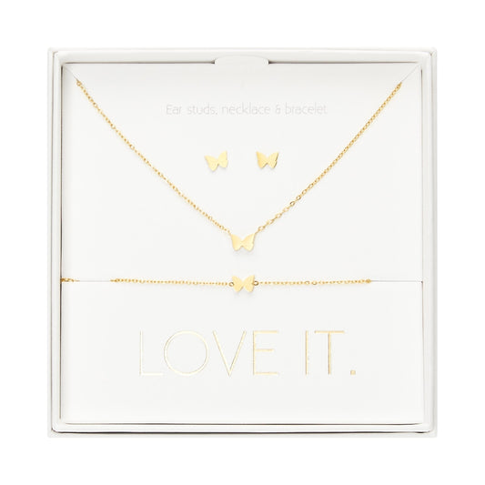 Crystals by HCA-Geschenkset-Love it.-Verguld-Vlinder
