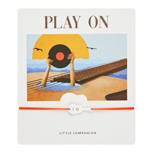Wenskaart met armband-Little Companion-Gitaar-Roestvrij staal