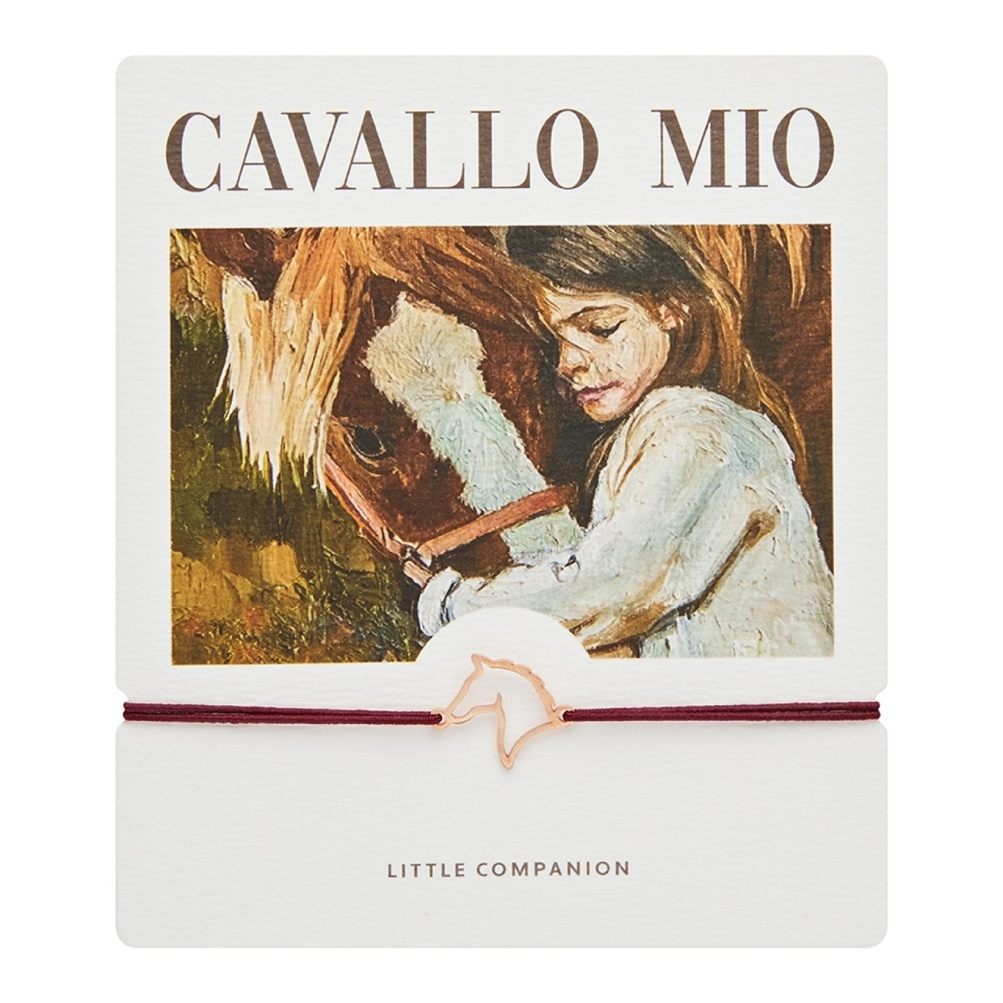 Kartka okolicznościowa z bransoletką - Mały Towarzysz - Koń - Pozłacana różowym złotem