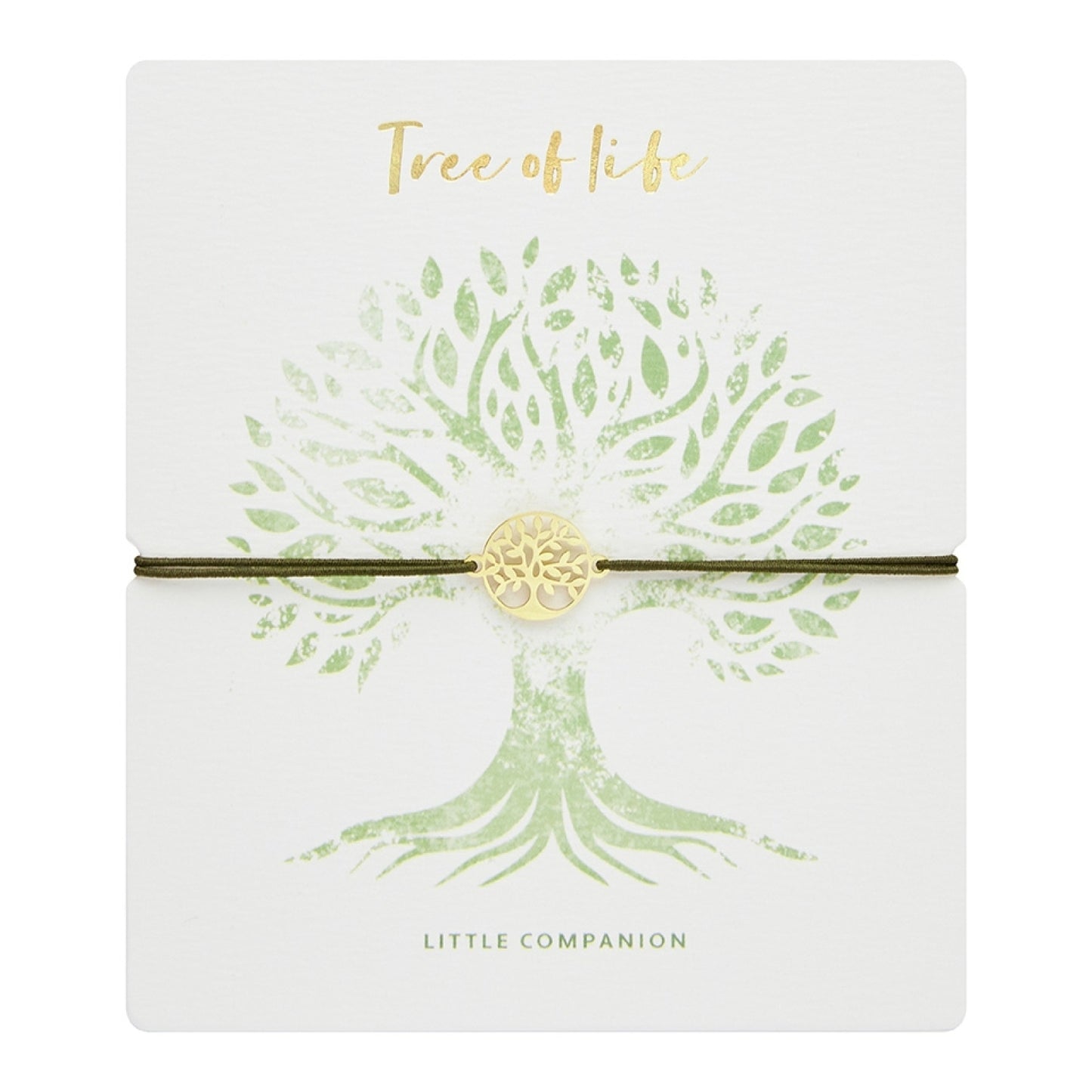 Wenskaart met armband-Little Companion-Levensboom-Roestvrij staal verguld