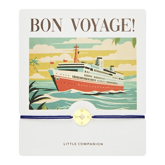 Wenskaart met armband-Little Companion-Kompas-Roestvrij staal verguld