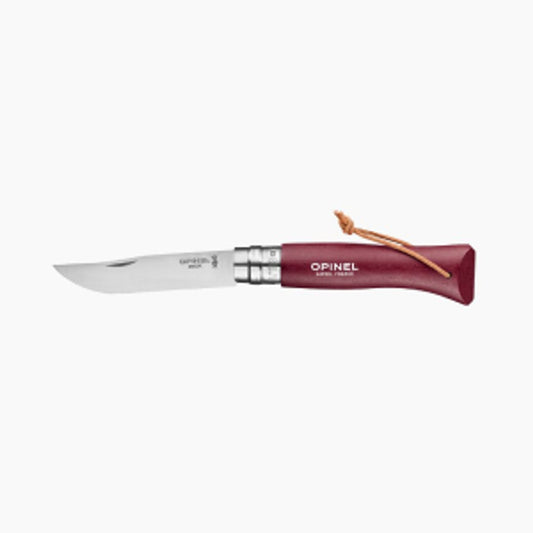 Zakmes N°08, Opinel, Tradition Colorama, RVS/Beukenhout, koord-Bordeaux rood