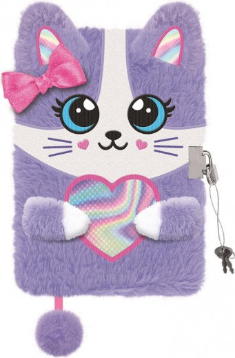 Dagboek met hangslot 3D Voilet Kitty A5, 96 pagina's