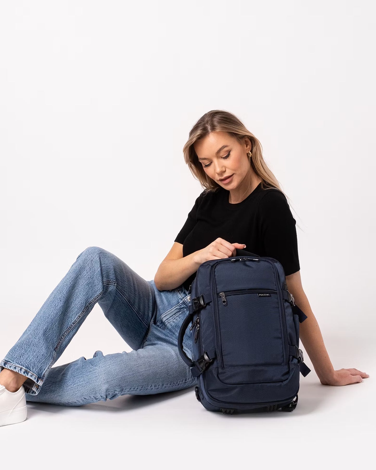 Puccini backpack - 3 in 1 - 40x25x12-20 cm - adjustable size - black - Wizzair - KLM - Ryanair - hand luggage