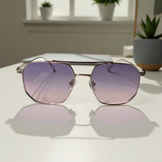 Zonnebril-Enzo Colini-Dames-Goud en paars-Etui en doekje GRATIS