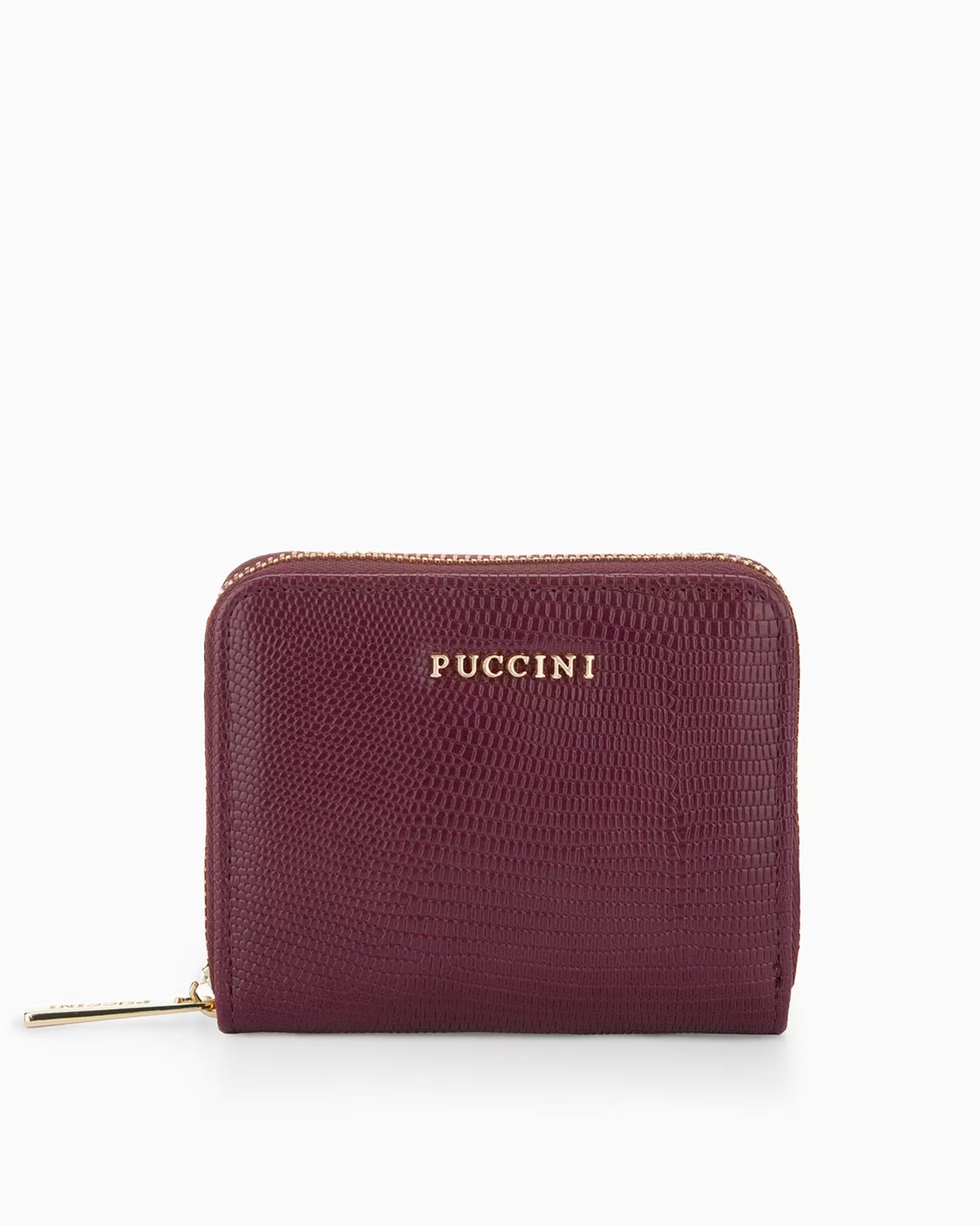 Puccini-Portemonnee voor dames van eco-leer met een bordeauxrode lizardtextuur