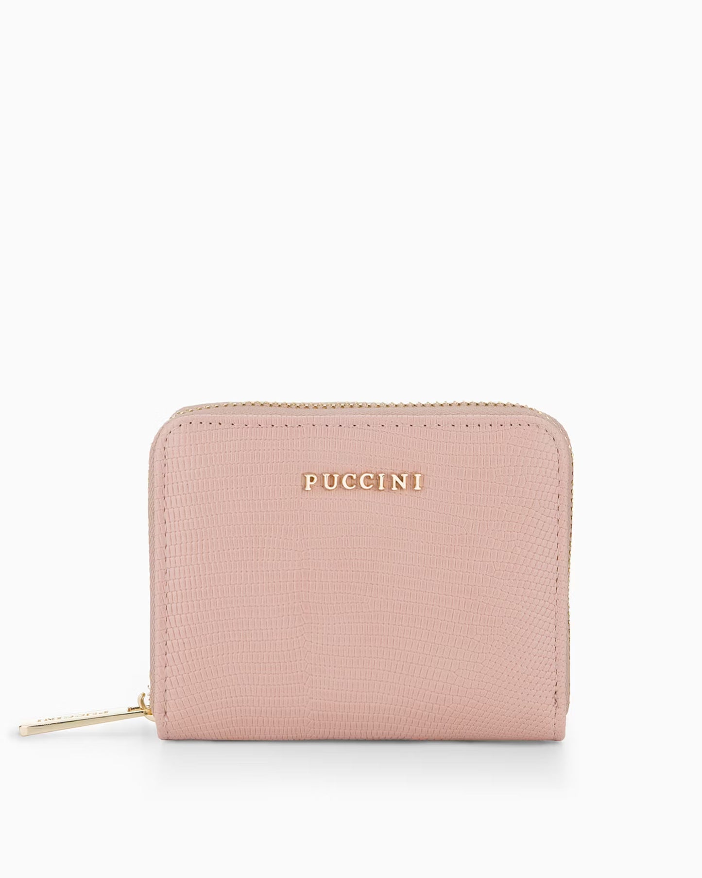 Puccini-Damesportemonnee van eco-leer met lizard-textuur, met ritssluiting, roze