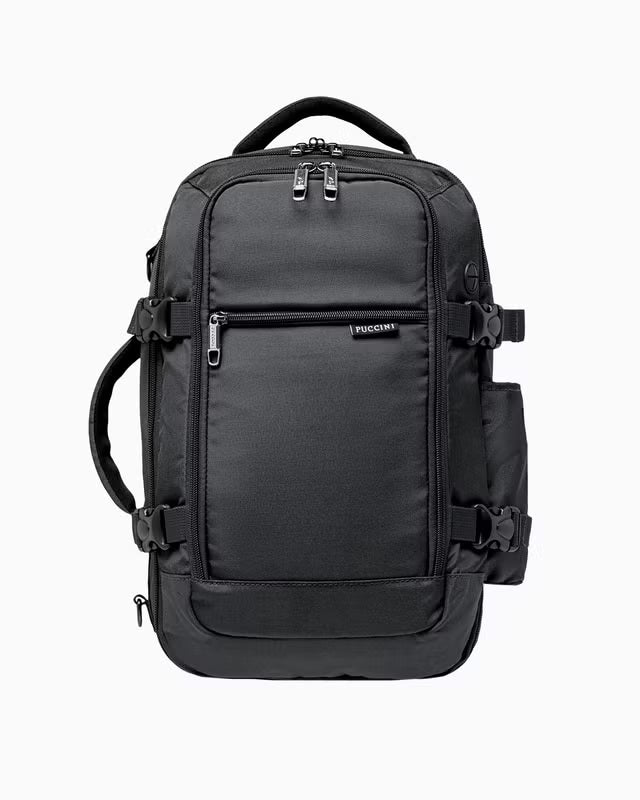 Puccini rugzak - 3 in 1 - 40x25x12-20 cm - formaat aanpasbaar - zwart - Wizzair - KLM- Ryanair - handbagage