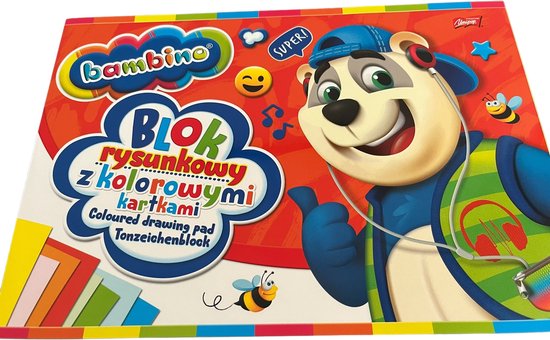 BAMBINO creatieve set met 12 kunstbenodigdheden + 20 stickers voor notitieboekjes