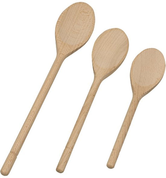 Wooden spoon - ladle - cooking spoon - oval - set of 3 - 25/30/35 cm - beech wood