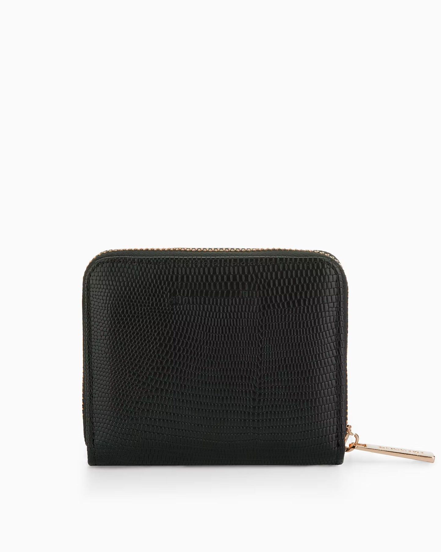 Puccini-Damesportemonnee met ritssluiting van eco-leer met lizard-textuur, zwart