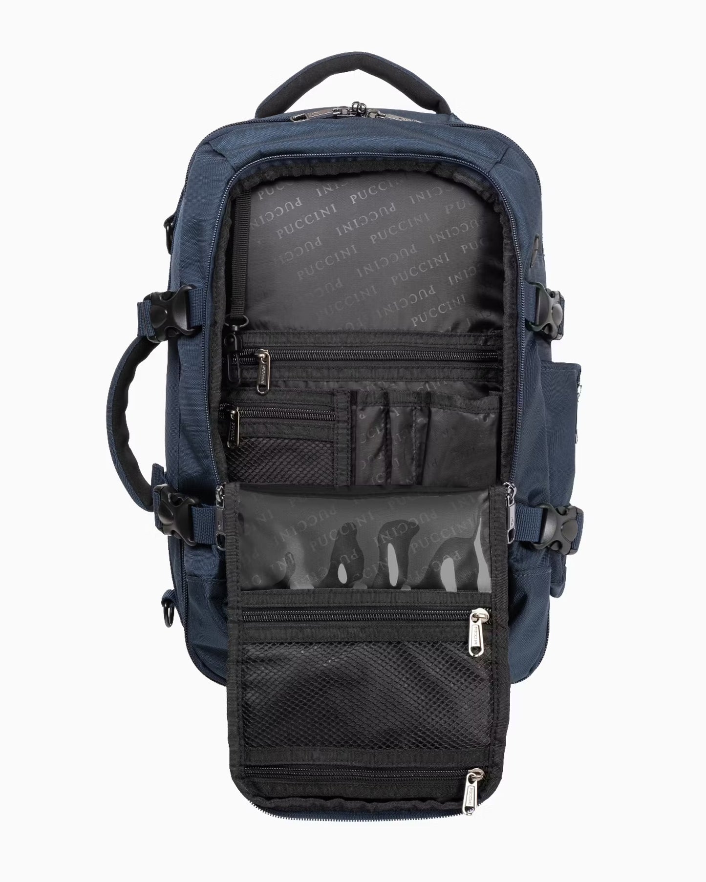 Puccini backpack - 3 in 1 - 40x25x12-20 cm - adjustable size - black - Wizzair - KLM - Ryanair - hand luggage