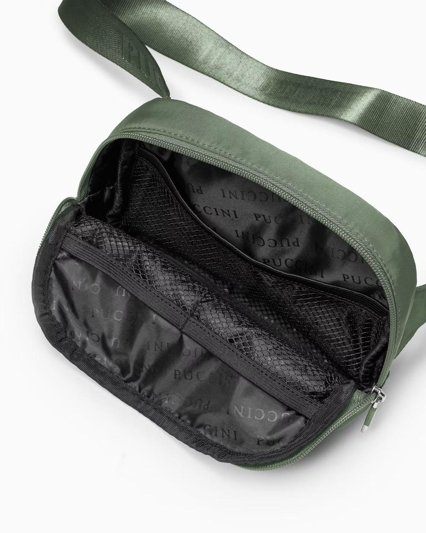 Puccini-Groene stoffen heuptas-cross body bag