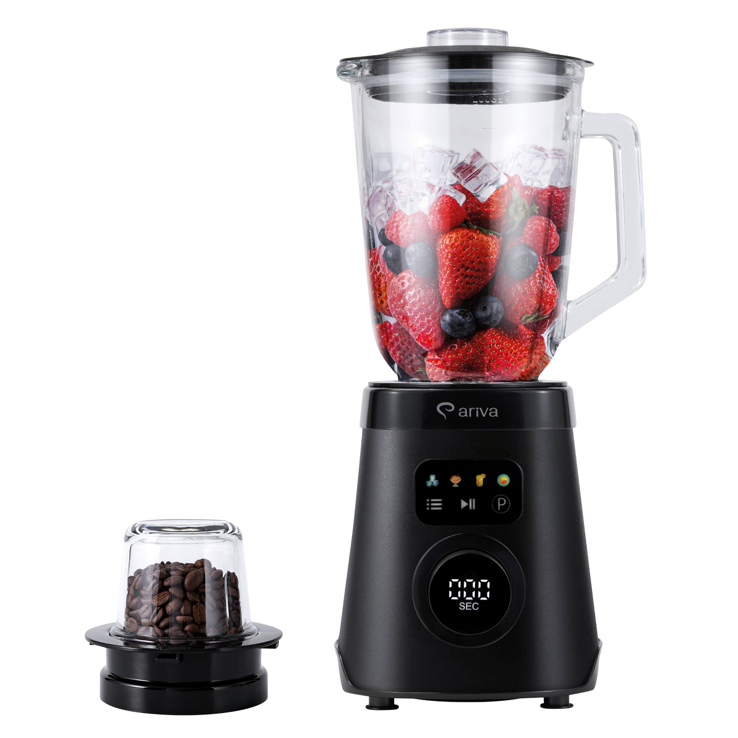 ARIVA-Blender-1500W-1.5L-2-in-1-250G Herb Grinder-Also for Coffee Beans-Auto Clean-Stainless Steel