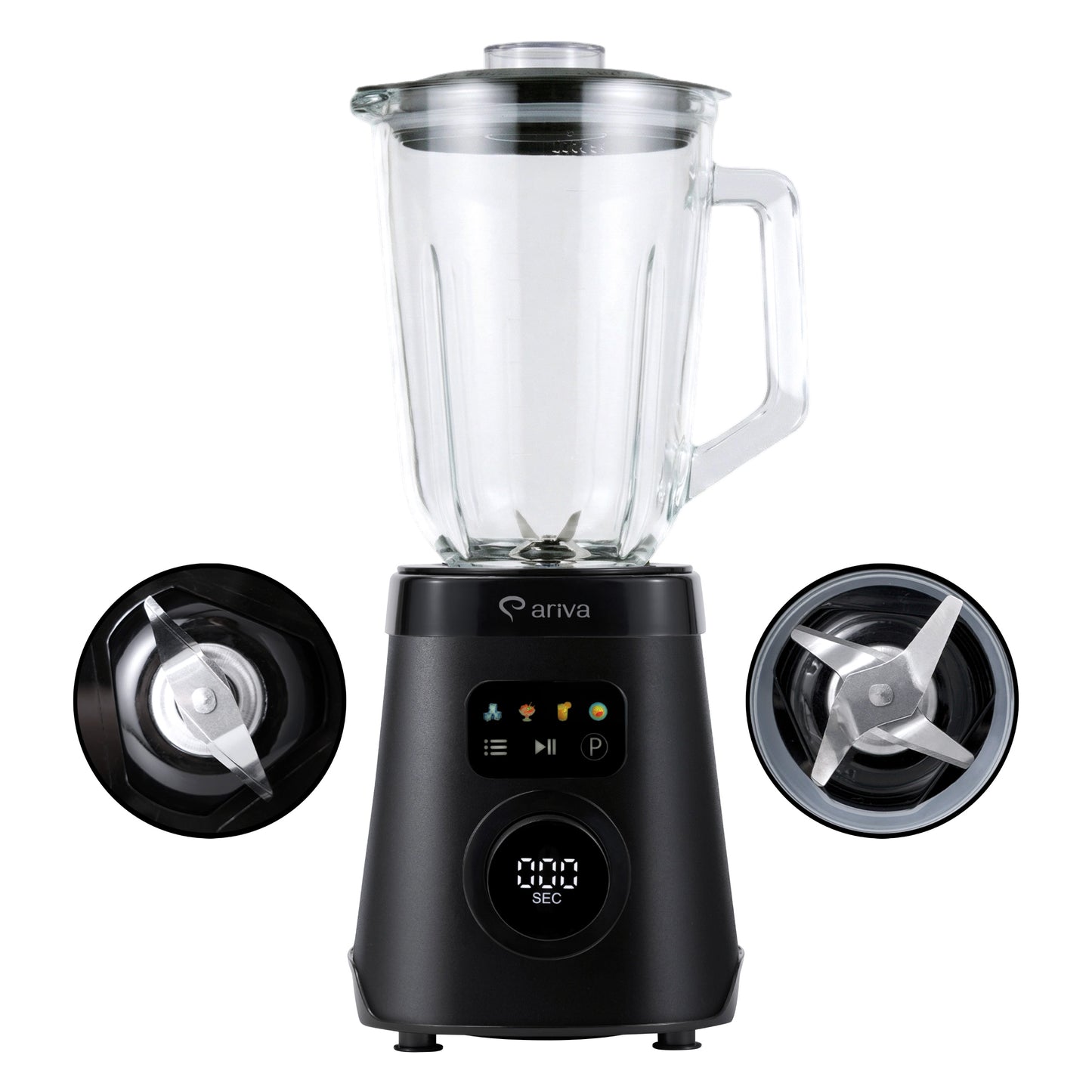 ARIVA-Blender-1500W-1.5L-2-in-1-250G Herb Grinder-Also for Coffee Beans-Auto Clean-Stainless Steel