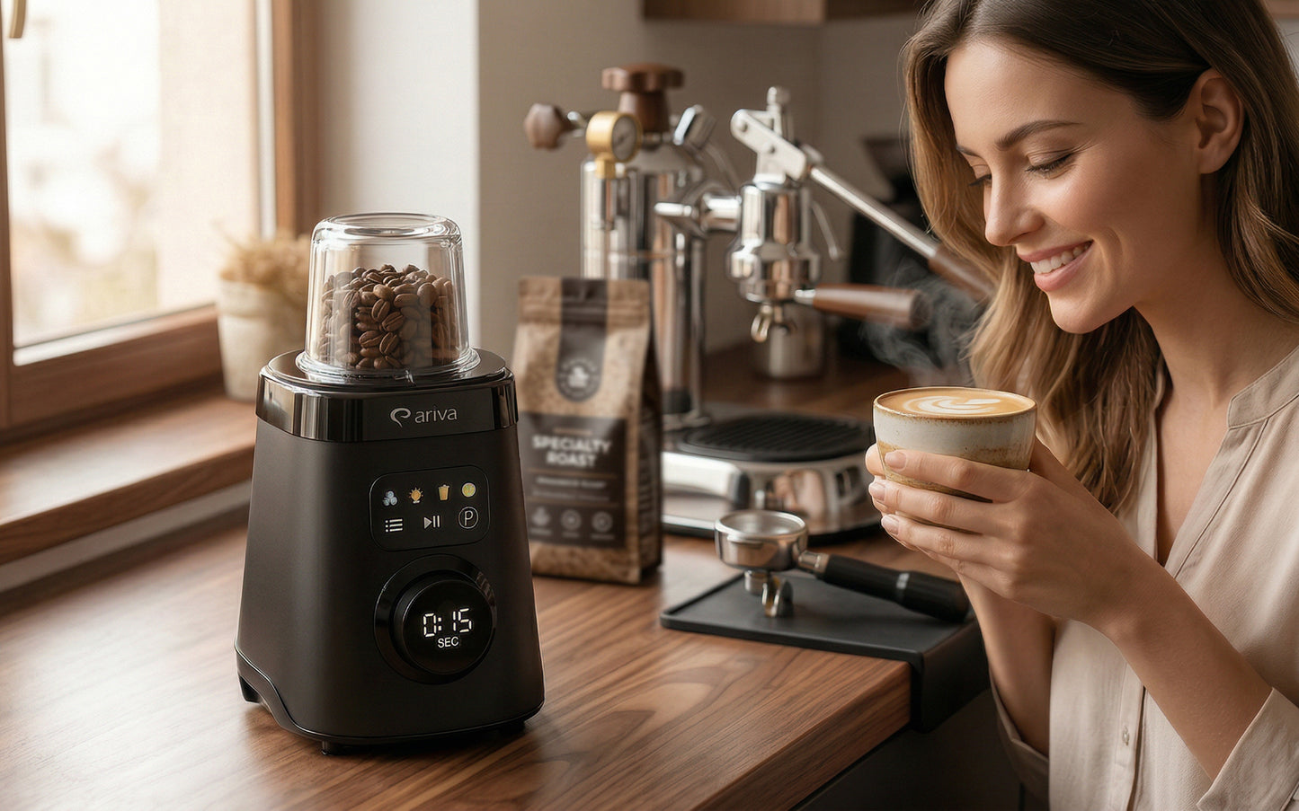 ARIVA-Blender-1500W-1.5L-2-in-1-250G Herb Grinder-Also for Coffee Beans-Auto Clean-Stainless Steel
