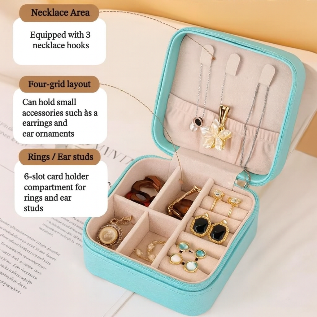 Reisjuwelendoosje met rits - BLAUW