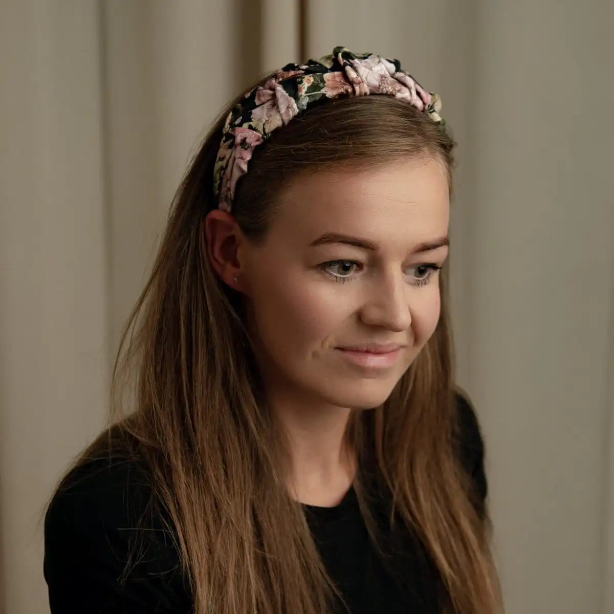 Bloemenprint Katoenen Geruffelde Hoofdband HANDGEMAAKT