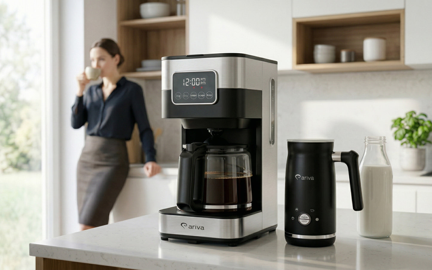 ARIVA-Filter Coffee Machine-Touchscreen-1.5L-12 Cup-Programmable-Keep Warm Function-Anti-drip