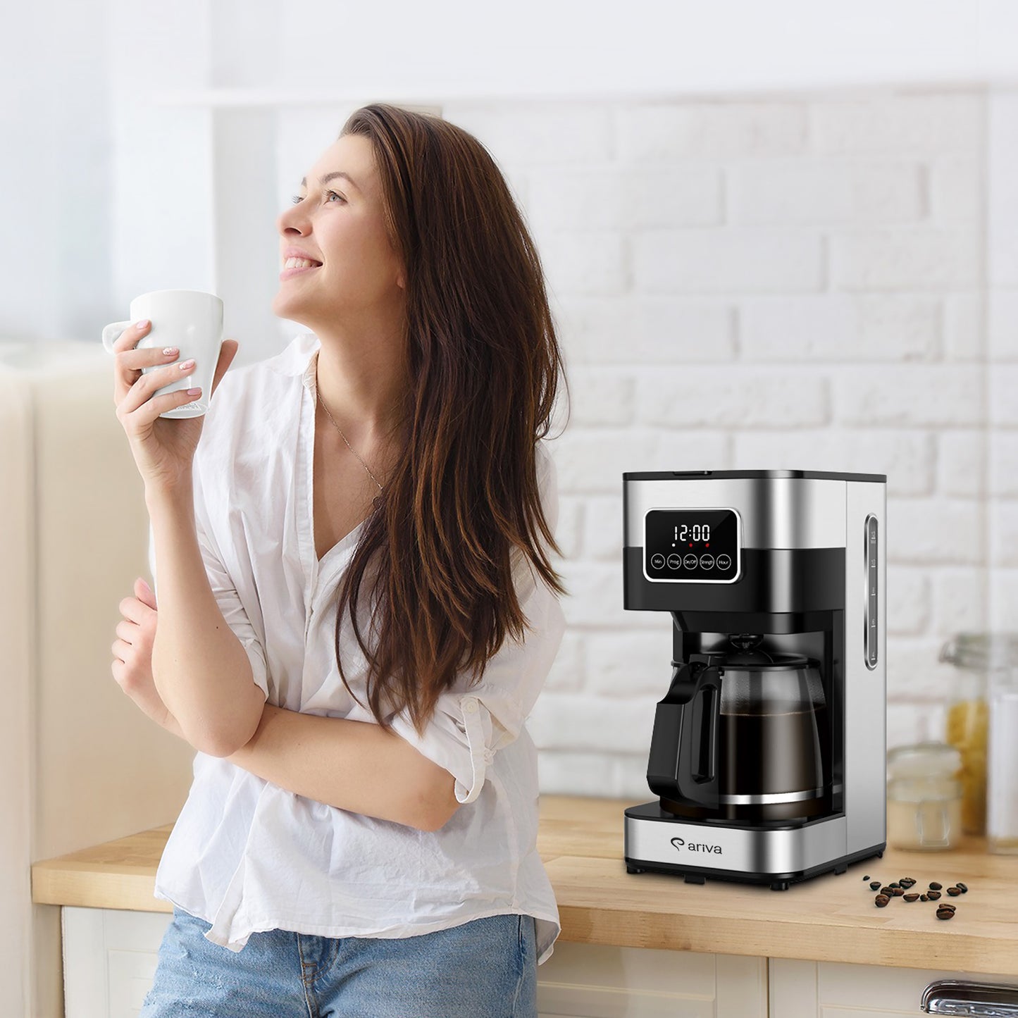 ARIVA-Filter Coffee Machine-Touchscreen-1.5L-12 Cup-Programmable-Keep Warm Function-Anti-drip