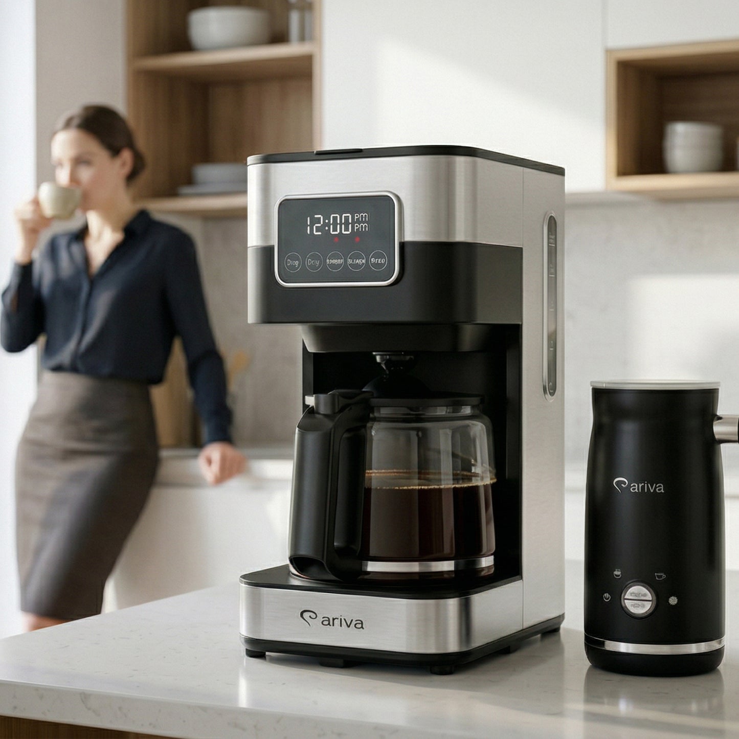 ARIVA-Filter Coffee Machine-Touchscreen-1.5L-12 Cup-Programmable-Keep Warm Function-Anti-drip