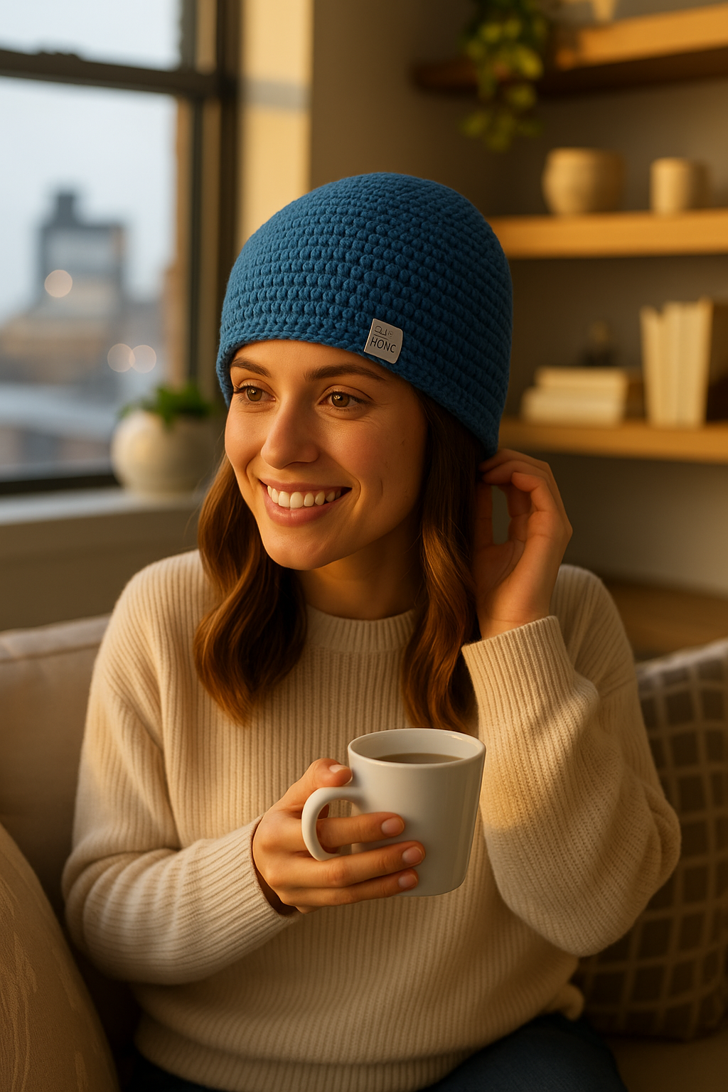 Handgehaakte muts - blauw