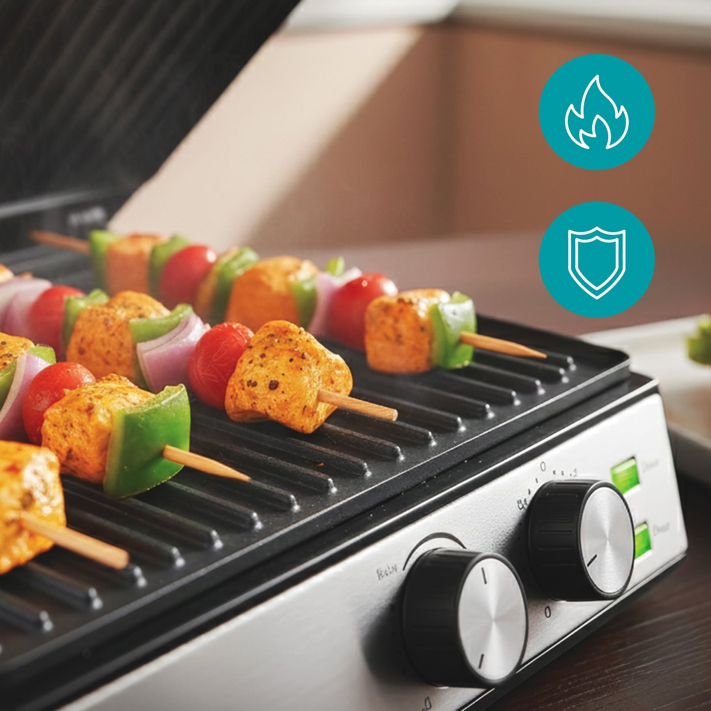 ARIVA-Grill-29x24cm-2 in 1-contact grill-tafel grill-tosti apparaat-Keramische anti-aanbaklaag-Timer-2000W