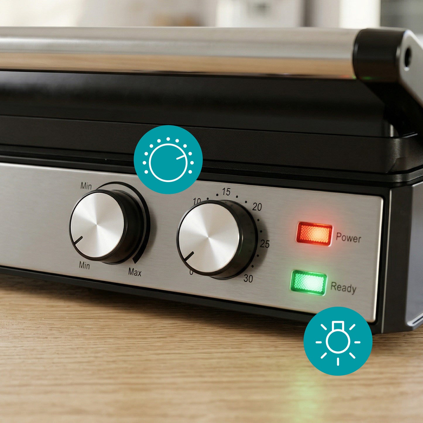 ARIVA-Grill-29x24cm-2 in 1-contact grill-tafel grill-tosti apparaat-Keramische anti-aanbaklaag-Timer-2000W
