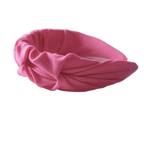 Roze katoenen hoofdband met ruches HANDGEMAAKT