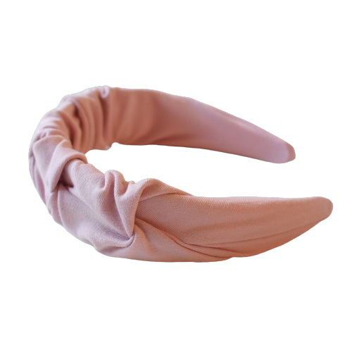 Pastelroze katoenen hoofdband met ruches HANDGEMAAKT