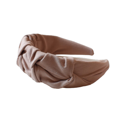 Nude katoenen hoofdband met ruches HANDGEMAAKT